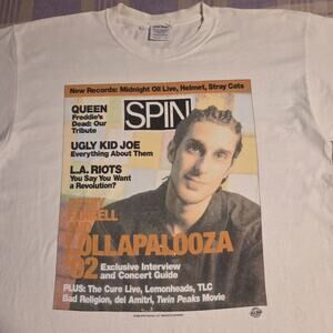 Vtg 90s Spin Magazine Lollapalooza 1992 T Shirt Large 1998 Rock Janes Addiction